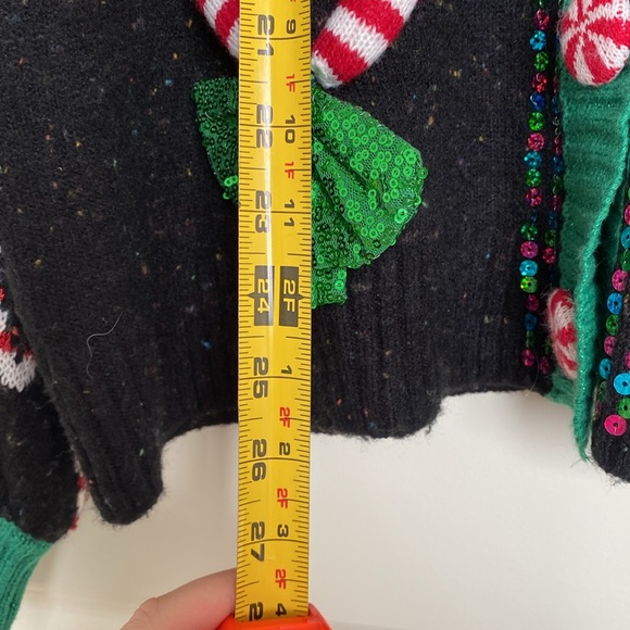 Celebrate Together Christmas Candy Cane Heart Cardigan Size XL - Picture 9 of 11